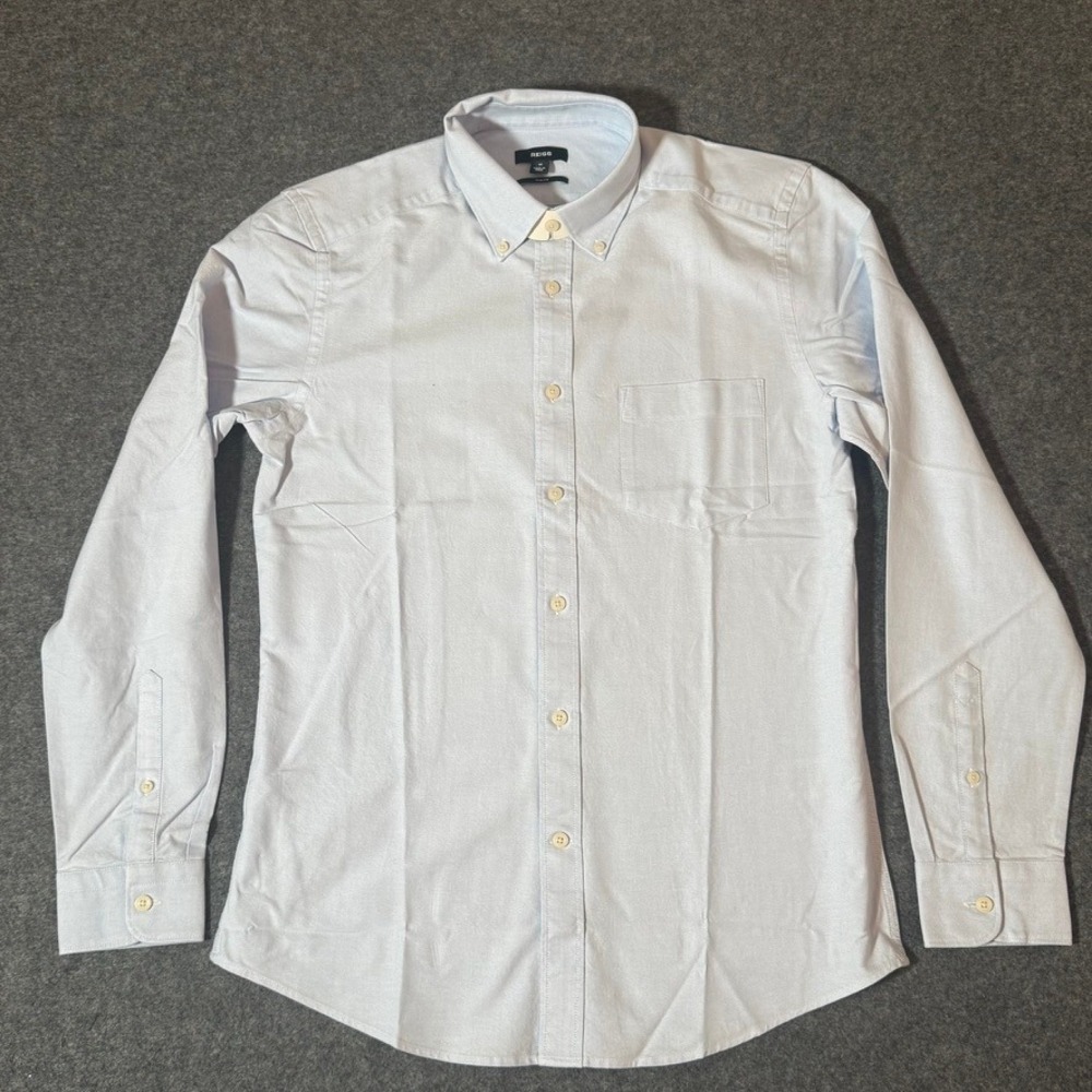 Reiss Mens Slim Fit Light Blue Cotton Oxford Button Down Shirt Size M NWOT Lux